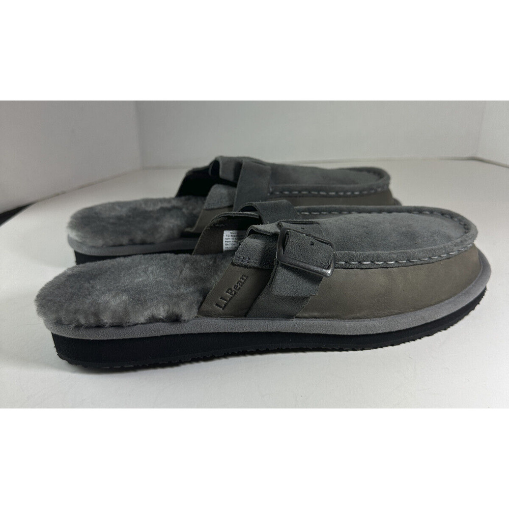 LL Bean Wicked Good Slipper Scuffs Shearling Lined Suede Leather Men's Size 10 - Picture 4 of 14